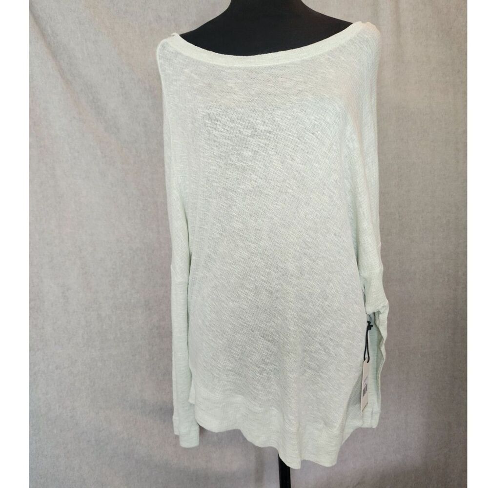 Dex Sz L Light Green Batwing Knit Top Lightweight Oversized Boho Minimalist NWT